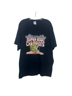 New Orleans Saints Super Bowl Champions Tshirt Mens XL Black Gildan NFL